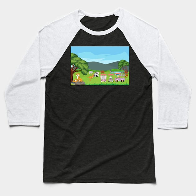 Forest Sprint Baseball T-Shirt by Rizaldiuk